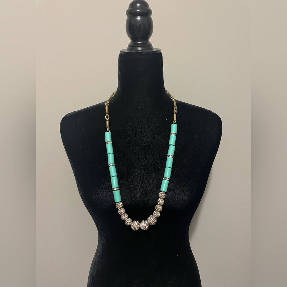 J. Crew Teal and Pave Statement Necklace - NWOT